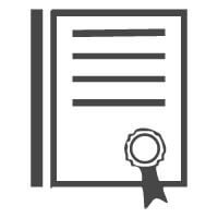 Certified installation Rational icon of certificate of expertise