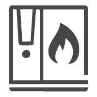 Gas unit expert Rational City Catering Equipment icon with oven and gas